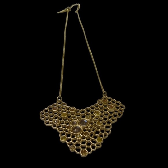 Chloe Honeycomb Gold Statement Necklace - Picture 1 of 6
